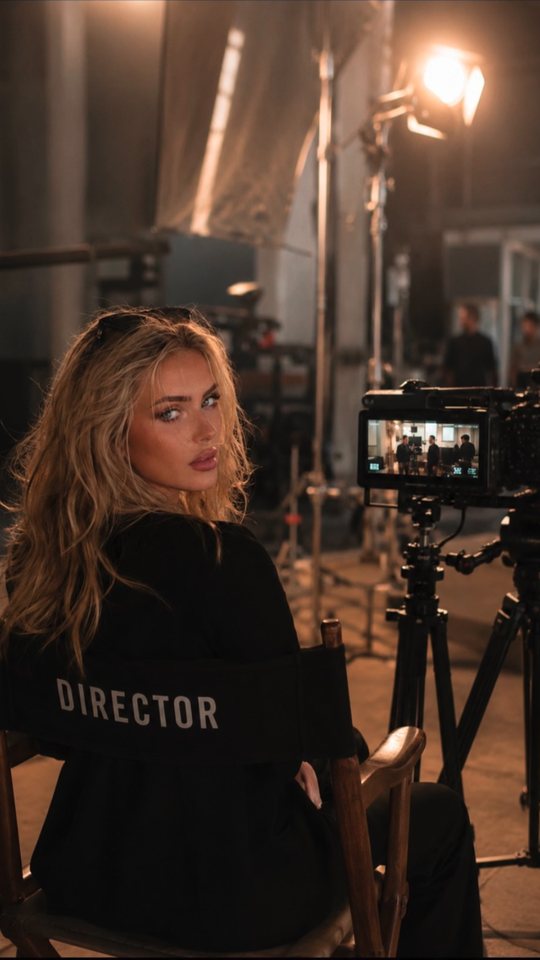 Saxon Sharbino in the director's chair